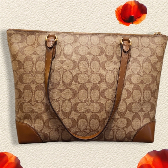 Coach Signature Coated Canvas Tote Handbag - Picture 2 of 10